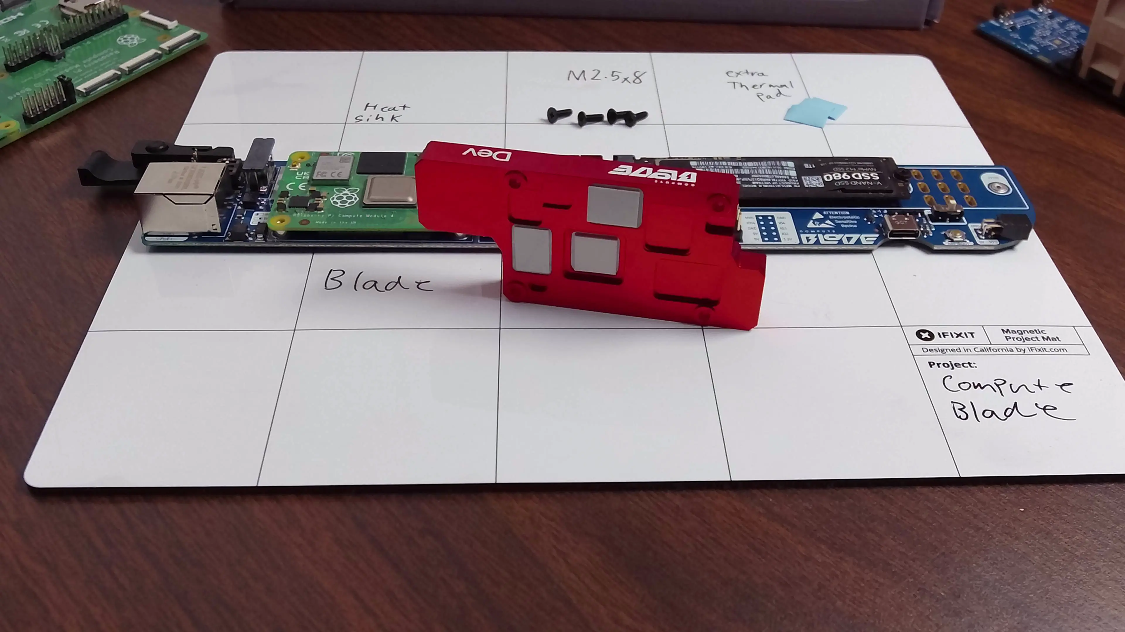 Heat Sink with thermal pads highlighted