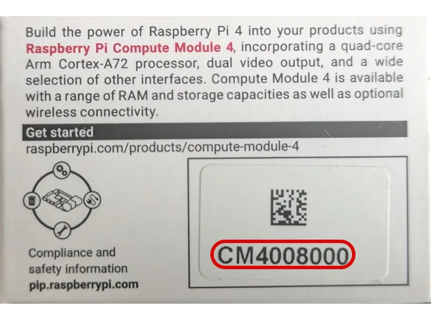 CM4 box with model number highlighted